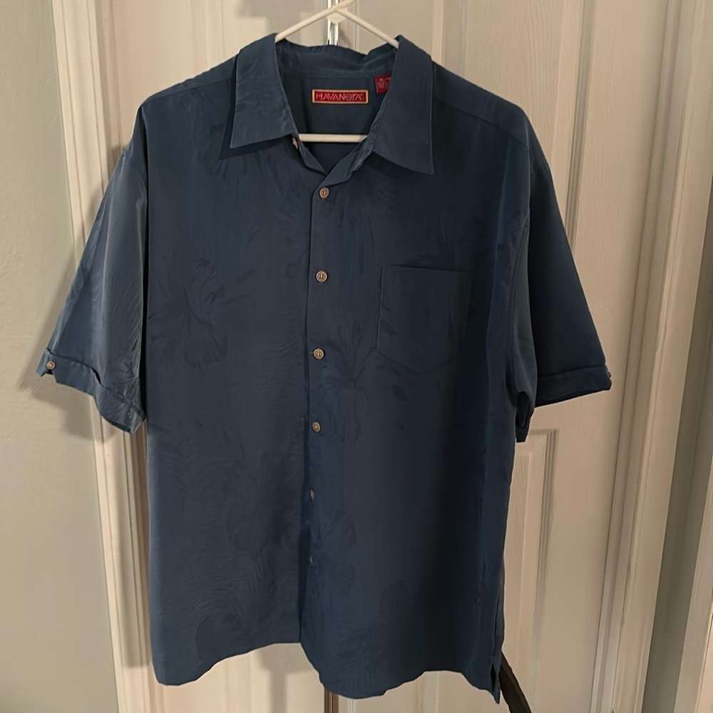 Havanera tropical embossed button down shirt XL
